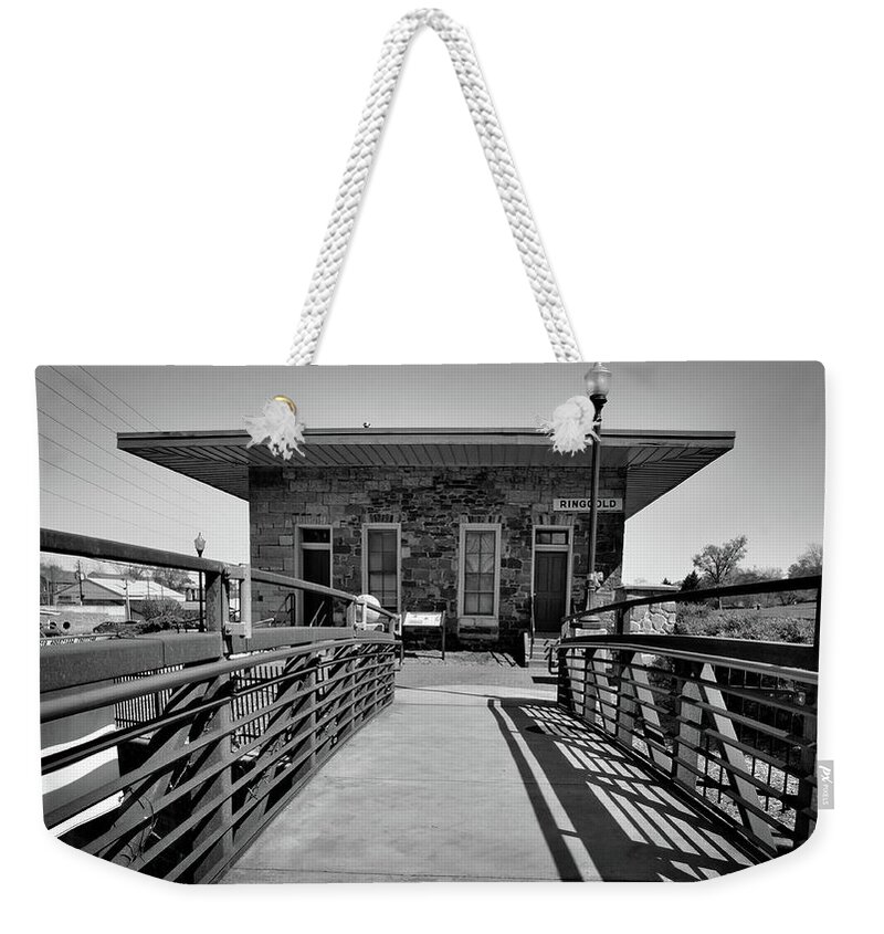 Railroad Weekender Tote Bag featuring the photograph Ringgold Depot by George Taylor