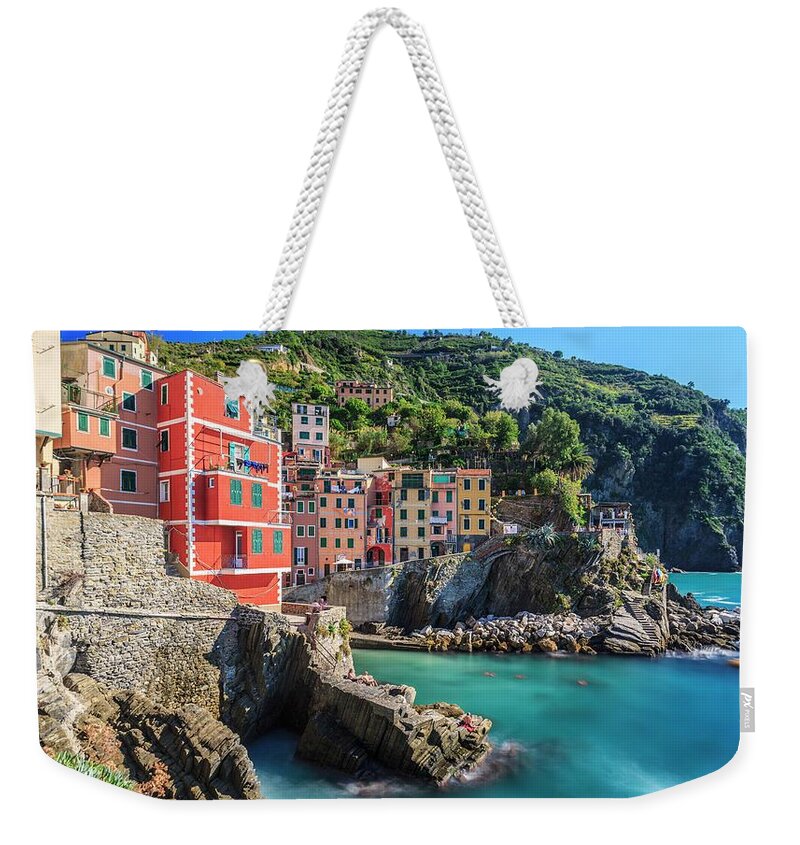Estock Weekender Tote Bag featuring the digital art Riomaggiore, Cinque Terre, Italy by Stefano Brozzi