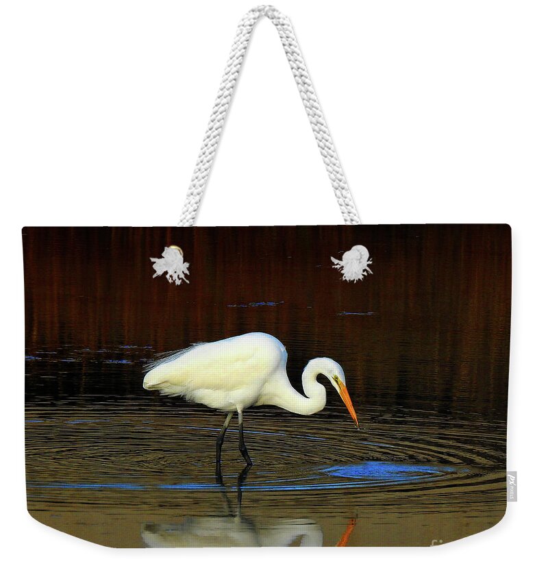 Egret Weekender Tote Bag featuring the photograph Rippled Reflections by Scott Cameron