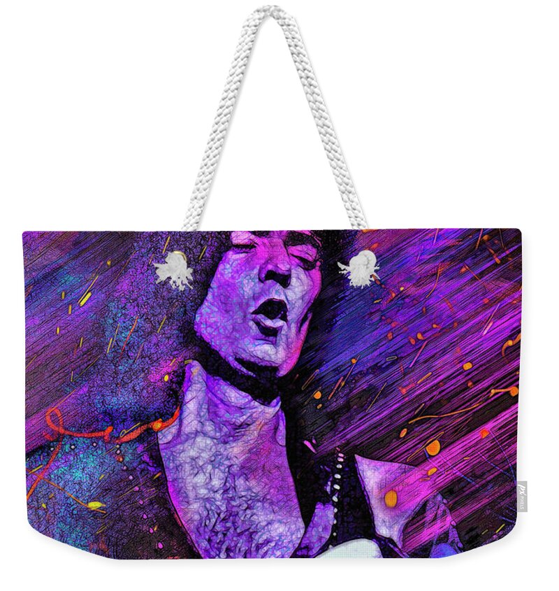 Ritchie Blackmore Weekender Tote Bag featuring the mixed media Ritchie Blackmore by Mal Bray