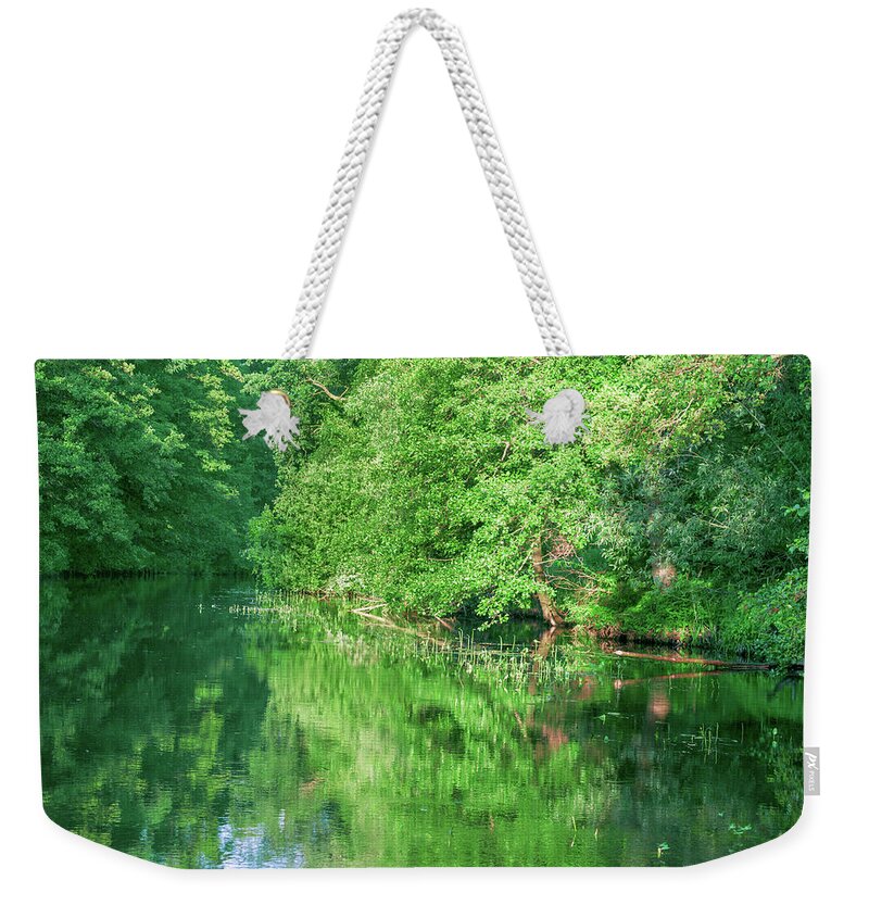 Spreewald Weekender Tote Bag featuring the photograph River bend in the Spreewald by Sun Travels