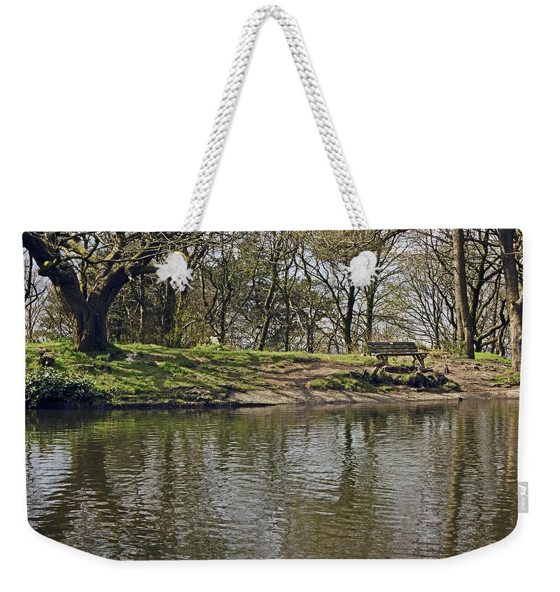 Rivington Weekender Tote Bag featuring the photograph  RIVINGTON Japanese Pool Bench. by Lachlan Main