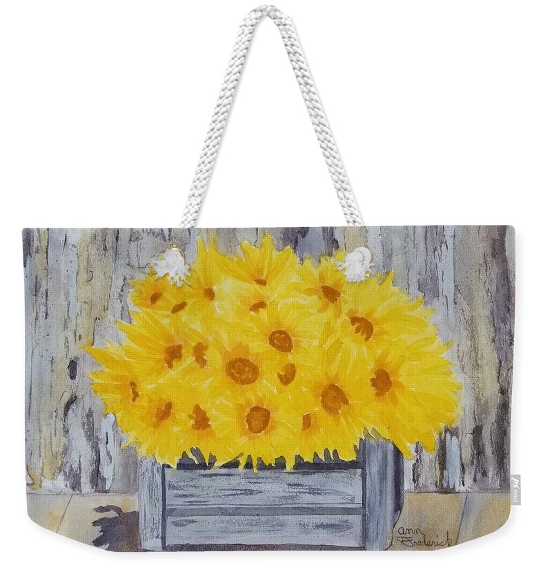 Summer Weekender Tote Bag featuring the painting Robins Bouquet by Ann Frederick