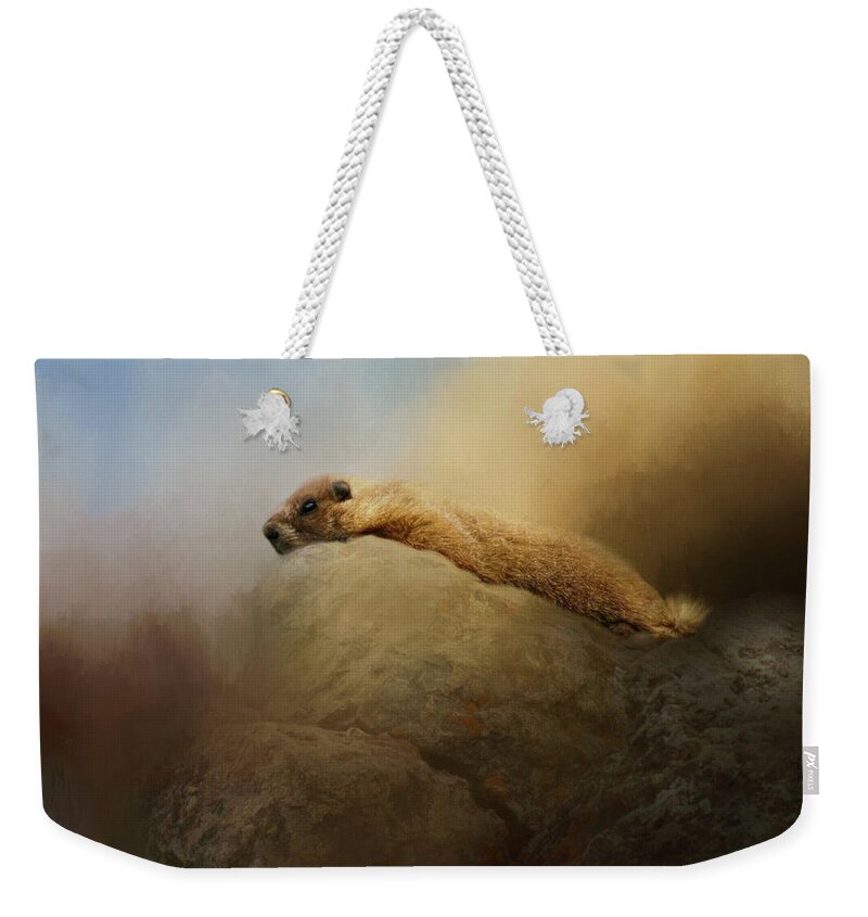 Alpine Weekender Tote Bag featuring the photograph Rock Chuck by Lana Trussell