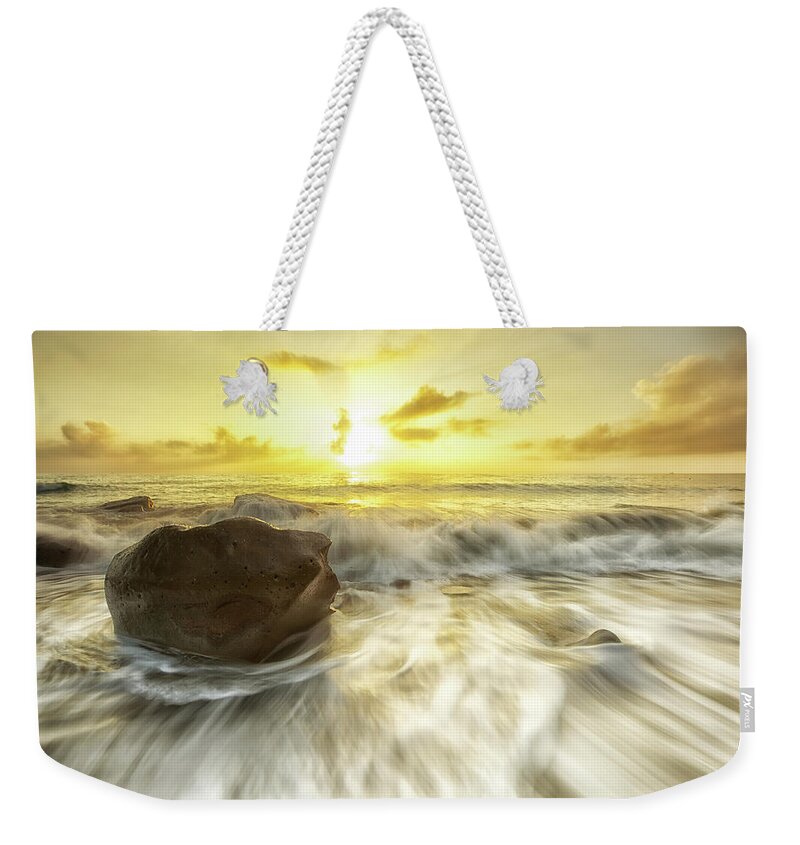 Tranquility Weekender Tote Bag featuring the photograph Rock In Gold Rush by Sunrise@dawn Photography