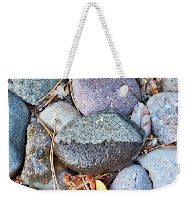 Abstract Weekender Tote Bag featuring the photograph Rocks with Overtones of purple and blue by Segura Shaw Photography