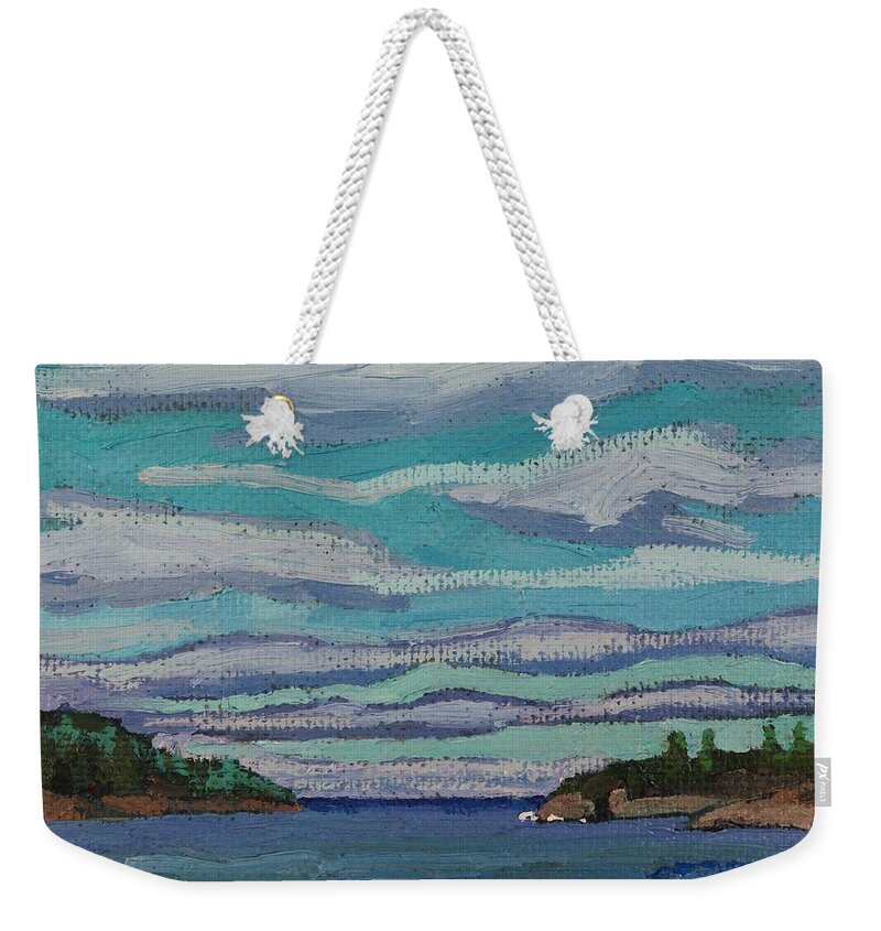 2123 Weekender Tote Bag featuring the painting Rocky Entrance to Gargantua Harbour by Phil Chadwick