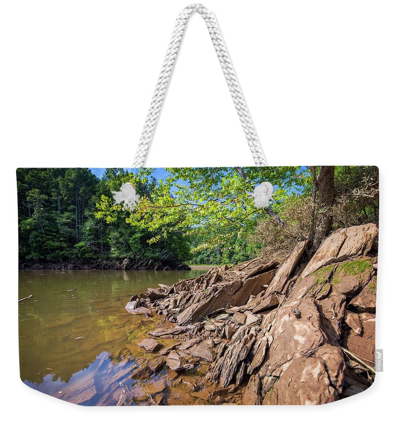 Water Weekender Tote Bag featuring the photograph Rocky Passage by Alan Raasch