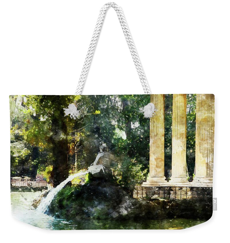 Rome Weekender Tote Bag featuring the painting Rome, Ancient Temple of Aesculapius - 05 by AM FineArtPrints