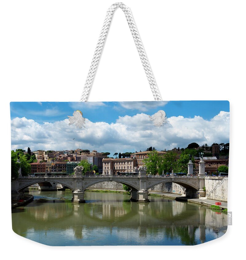 Tranquility Weekender Tote Bag featuring the photograph Rome, The Bridge Of Hadrian by Joachim Messerschmidt