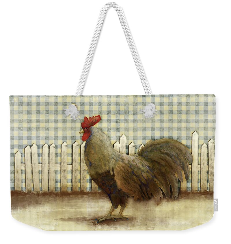 Rooster Weekender Tote Bag featuring the painting Rooster by Dan Meneely