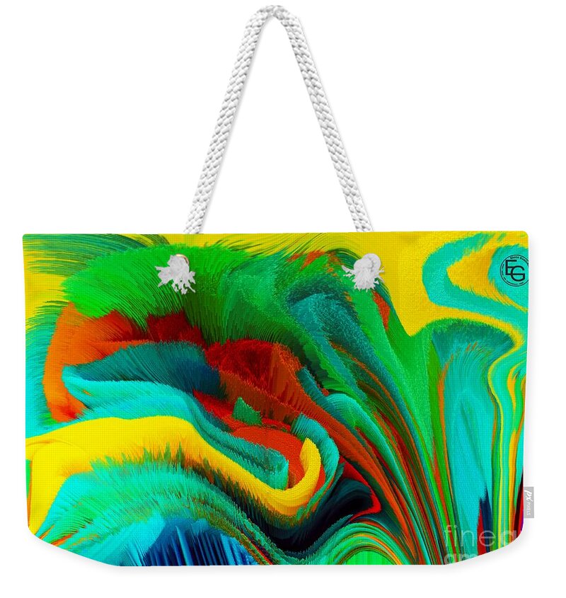 Bright Colors Weekender Tote Bag featuring the mixed media Flowers Of My Dreams 32 by Elena Gantchikova