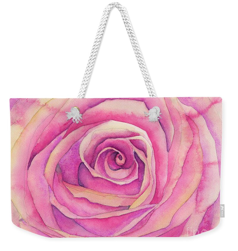 Face Mask Weekender Tote Bag featuring the painting Delicate Rose by Lois Blasberg