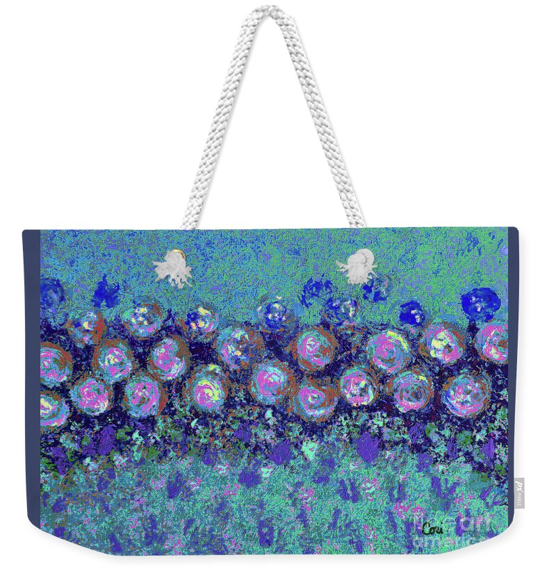 Blue Weekender Tote Bag featuring the painting Roses 1002 by Corinne Carroll