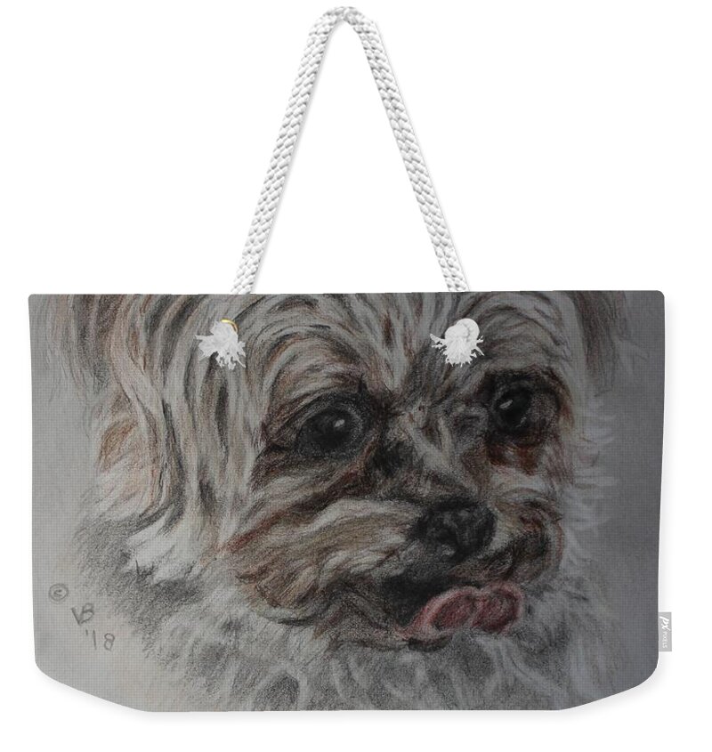 Yorkshire Terrier Weekender Tote Bag featuring the painting Rosie by Vera Smith