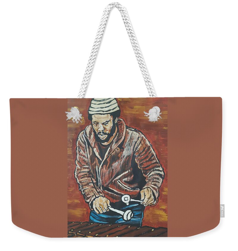 Roy Ayers Weekender Tote Bag featuring the painting Roy Ayers by Rachel Natalie Rawlins