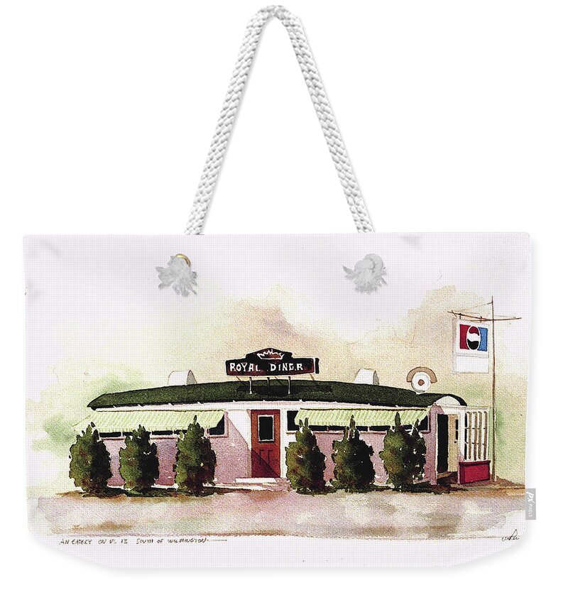 Wilmington Delaware Weekender Tote Bag featuring the painting Royal Diner by William Renzulli