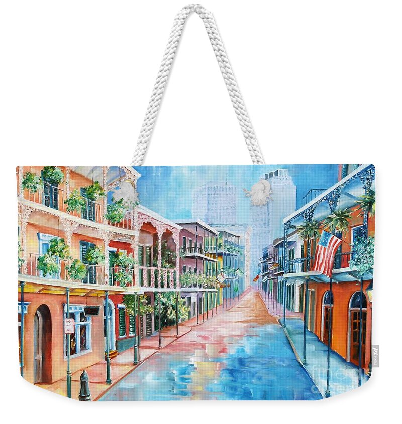 New Orleans Weekender Tote Bag featuring the painting Royal Street Blue by Diane Millsap