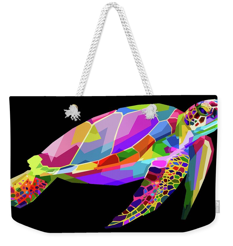 Animal Weekender Tote Bag featuring the painting Rubino Turtle by Tony Rubino