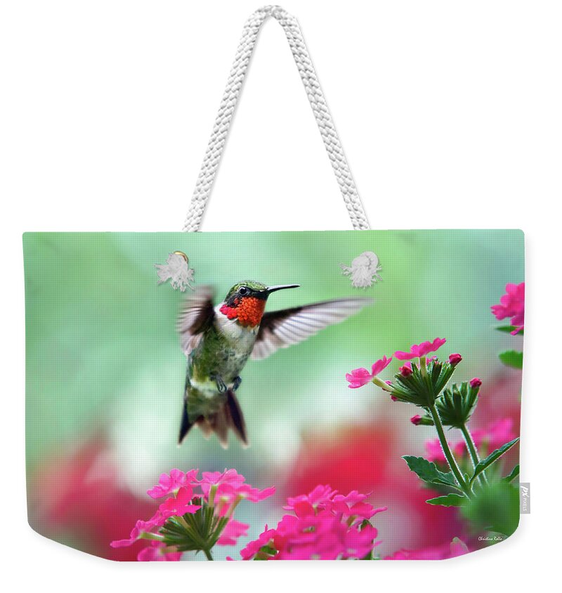 Hummingbird Weekender Tote Bag featuring the photograph Ruby Garden Jewel by Christina Rollo
