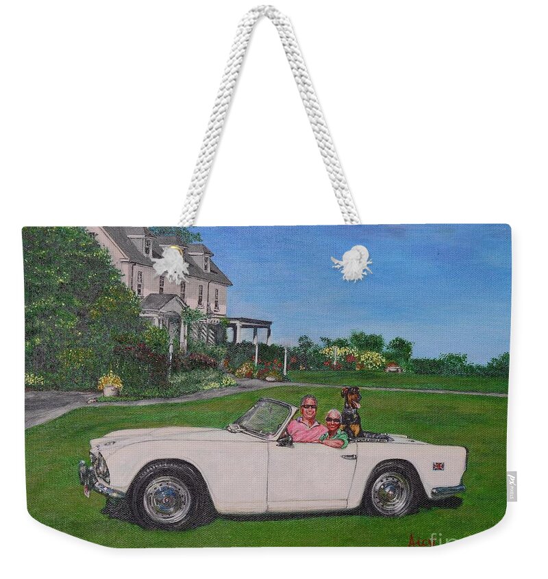 Painting Weekender Tote Bag featuring the painting Ruff Ride by Aicy Karbstein
