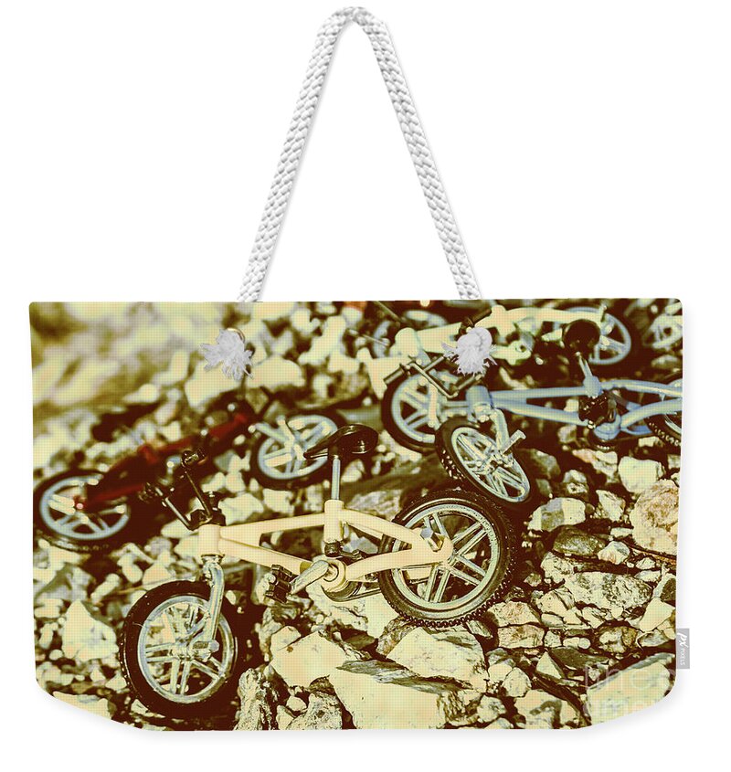 Bmx Weekender Tote Bag featuring the photograph Rugged biking by Jorgo Photography