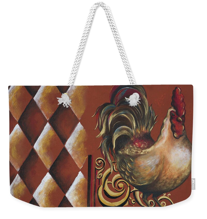 Rules Weekender Tote Bag featuring the painting Rules The Roosters II by Tiffany Hakimipour
