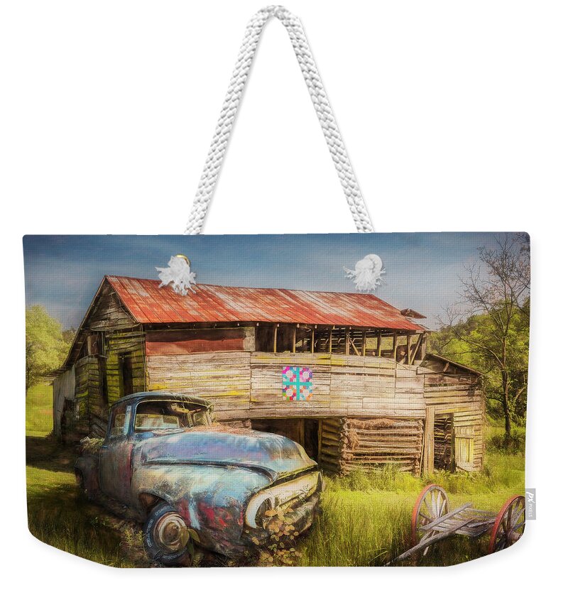 Barns Weekender Tote Bag featuring the photograph Rust along a Country Road Oil Painting by Debra and Dave Vanderlaan