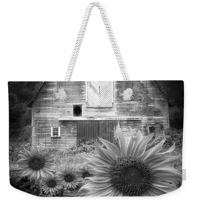 Barns Weekender Tote Bag featuring the photograph Rustic in Black and White by Debra and Dave Vanderlaan