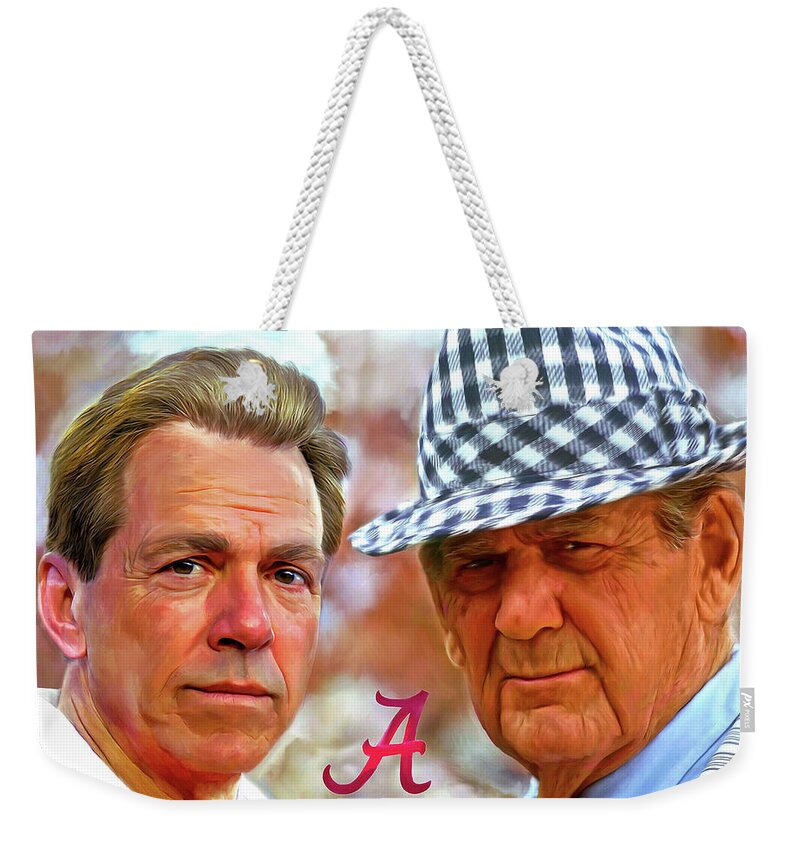 Mark Spears Weekender Tote Bag featuring the painting Saban and Bear by Mark Spears