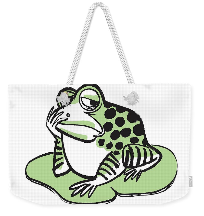Agony Weekender Tote Bag featuring the drawing Sad Frog by CSA Images