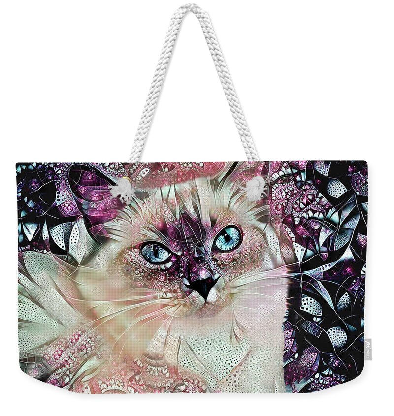 Ragdoll Cat Weekender Tote Bag featuring the digital art Sadie the Ragdoll Cat by Peggy Collins