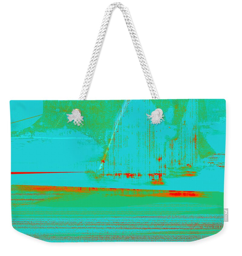 Square Weekender Tote Bag featuring the mixed media Sails in the Mist by Zsanan Studio