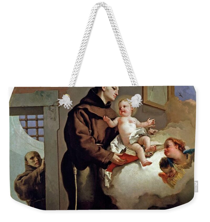 Giovanni Battista Tiepolo Weekender Tote Bag featuring the painting 'Saint Anthony of Padua and the Christ Child', 1767-1769, Italian School, ... by Giambattista Tiepolo -1696-1770-