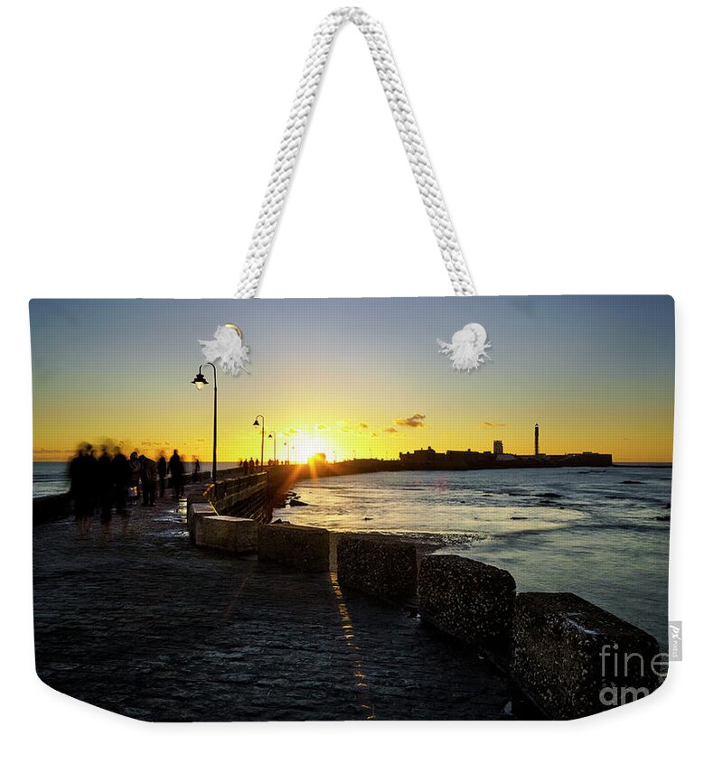 Wave Weekender Tote Bag featuring the photograph Saint Sebastian Castle Walkway Cadiz Spain by Pablo Avanzini
