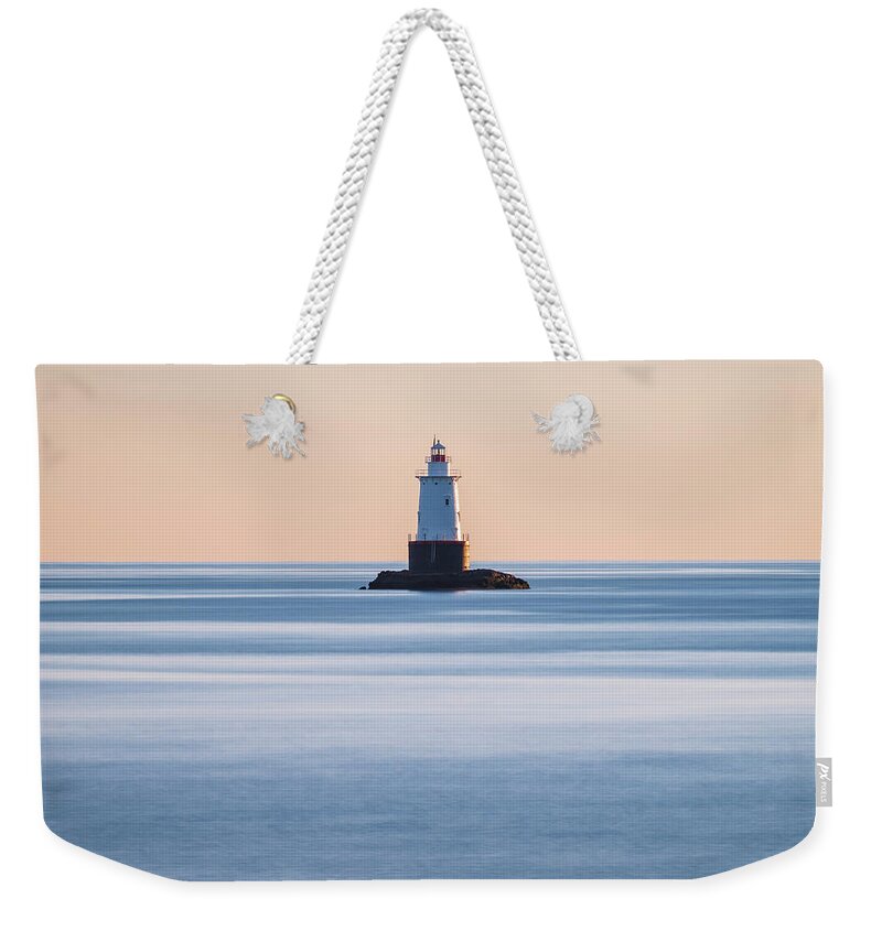 Atlantic Weekender Tote Bag featuring the photograph Sakonnet Point Lighthouse Little Compton RI Color by David Gordon