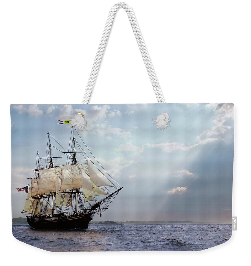 Friendship Of Salem Weekender Tote Bag featuring the photograph Salem's Friendship Sails Home by Jeff Folger