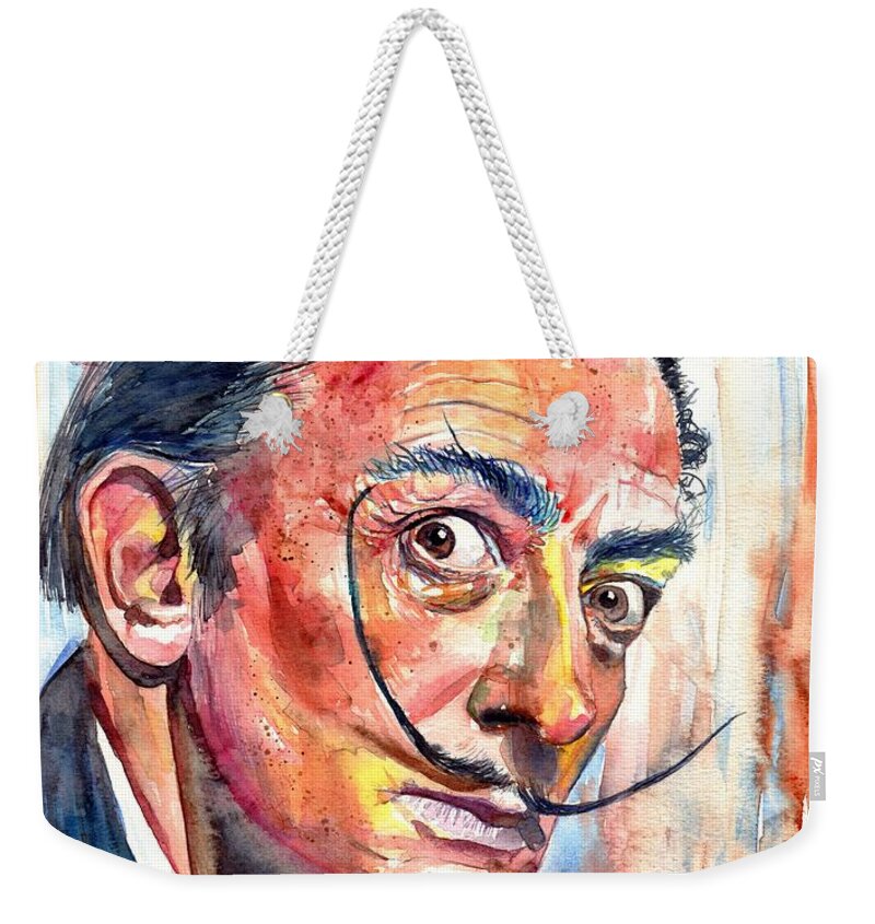 Salvador Weekender Tote Bag featuring the painting Salvador Dali portrait by Suzann Sines