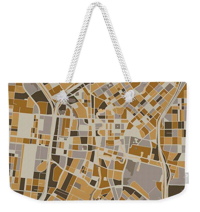 San Antonio Weekender Tote Bag featuring the digital art San Antonio Map Retro 4 by Bekim M