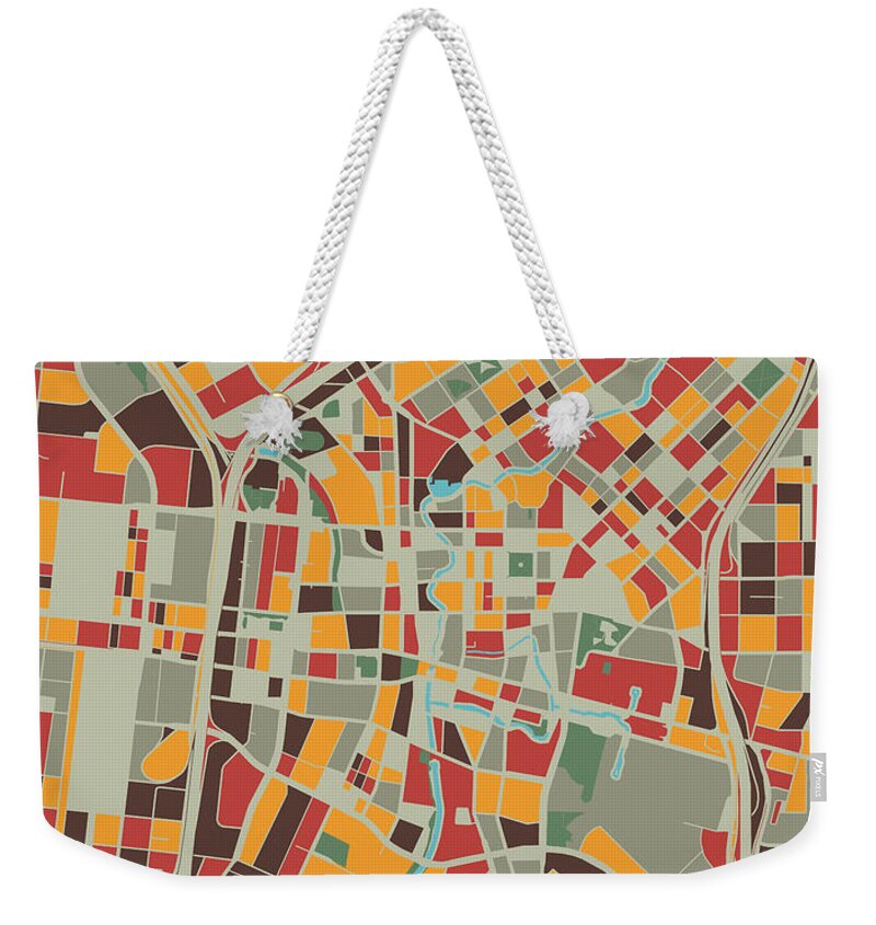 San Antonio Weekender Tote Bag featuring the digital art San Antonio Map Retro by Bekim M