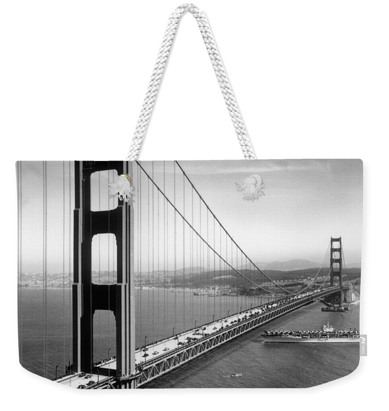 San Francisco Weekender Tote Bag featuring the painting San Francisco Bridge by Mindy Sommers