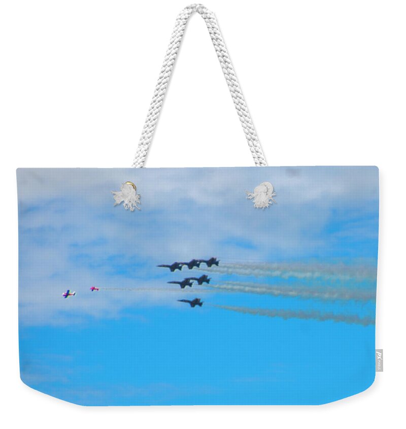 San Francisco Weekender Tote Bag featuring the photograph San Francisco - Fleet Week - Blue Angels by Bill Cannon