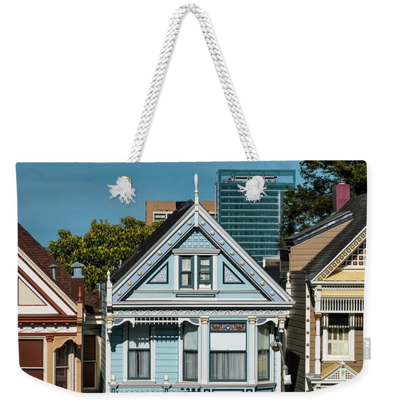 Painted Ladies Weekender Tote Bag featuring the photograph San Francisco Painted Ladies by Ginger Stein