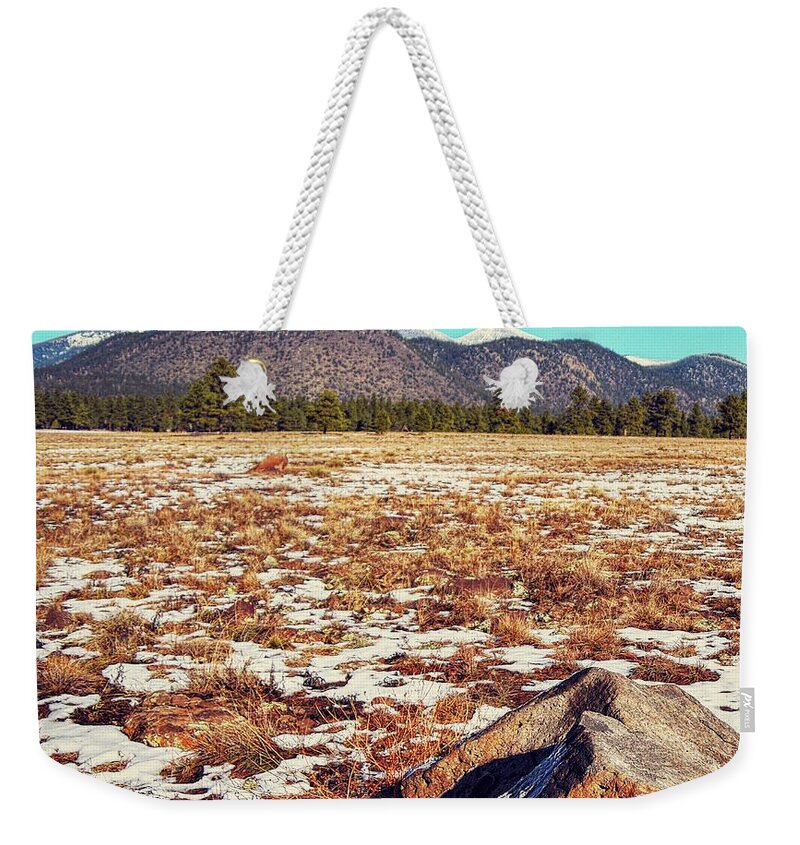 Flagstaff Weekender Tote Bag featuring the photograph San Francisco Peaks Winter by Chance Kafka