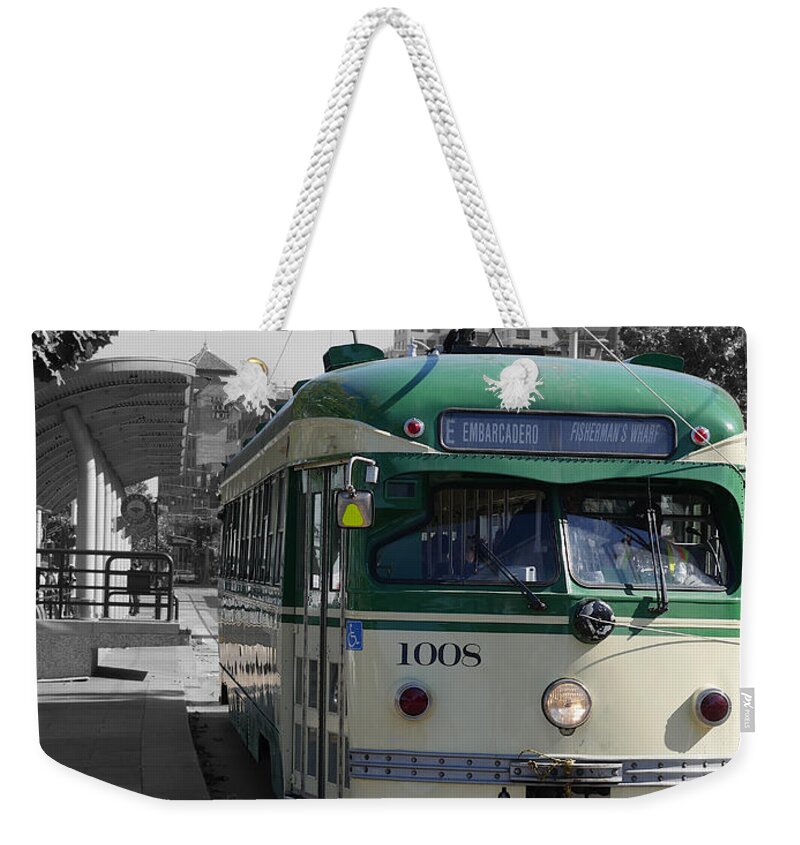 Richard Reeve Weekender Tote Bag featuring the photograph San Francisco - The E Line Car 1008 by Richard Reeve