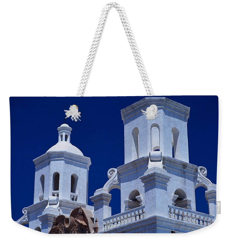 Architectural Feature Weekender Tote Bag featuring the photograph San Xavier Del Bac Mission, Detail by Image Ideas