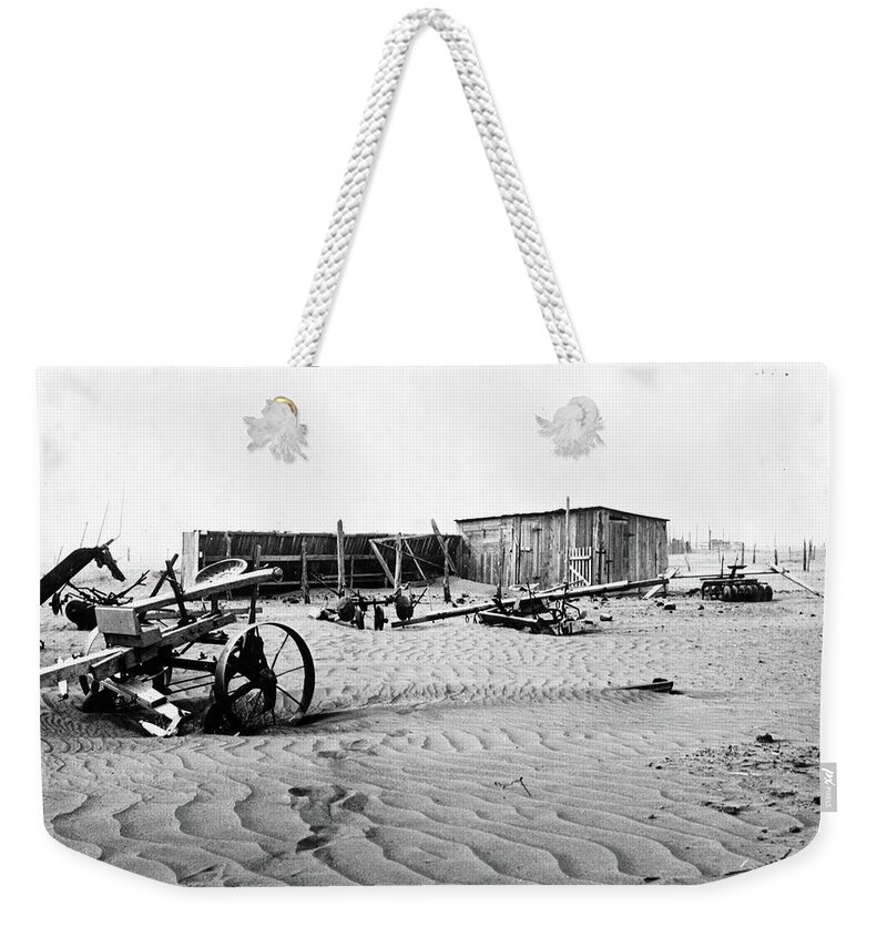 Depression Weekender Tote Bag featuring the photograph Sand Covered Farm At Mills, New Mexico, 1935 by Dorothea Lange