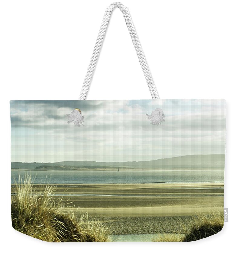 Sand Dune Weekender Tote Bag featuring the photograph Sand Dunes With Empty Beach And by Tirc83
