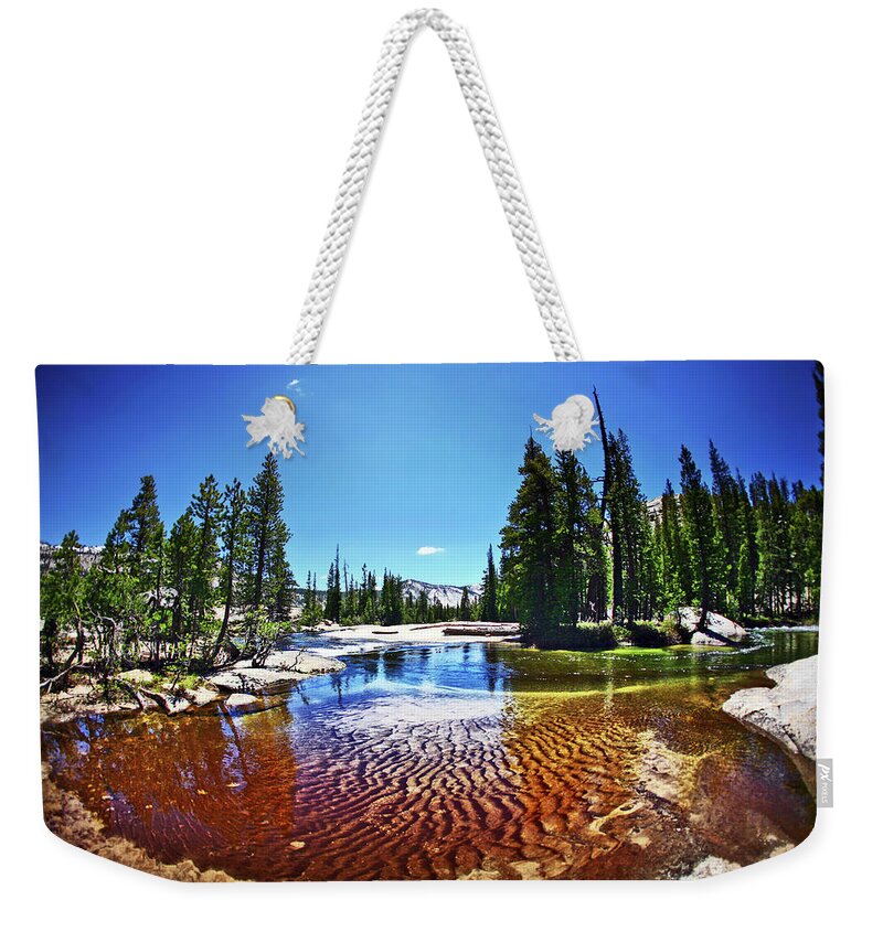 Non-urban Scene Weekender Tote Bag featuring the photograph Sand Swirl Lake And Forest by Nicole Kucera