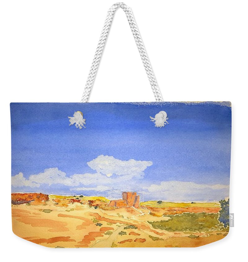 Watercolor Weekender Tote Bag featuring the painting Sandstone Lore by John Klobucher